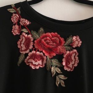 Oversized black tee with roses from TJ- Max